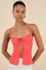 Annelie Coral Textured Knit Lace-Up Tank Top sold by Lulus