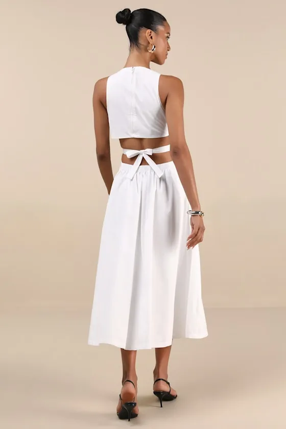 Kianne White Cutout Tie-Back Midi Dress sold by Lulus product image thumbnail 2