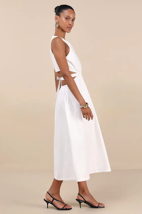 Kianne White Cutout Tie-Back Midi Dress sold by Lulus product image thumbnail 3