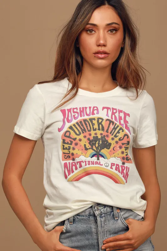 Joshua Tree Under the Stars Ivory Vintage Graphic Tee sold by Lulus