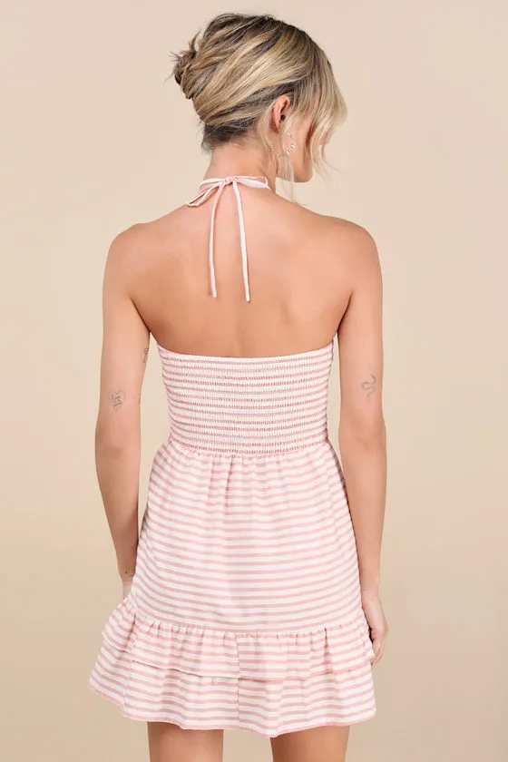 Corilie Pink and White Striped Halter Mini Dress sold by Lulus product image thumbnail 2
