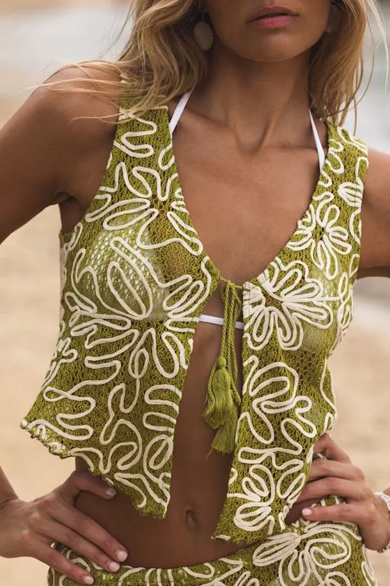 Marelia Green Crochet Embroidered Swim Cover-Up Set sold by Lulus product image thumbnail 2