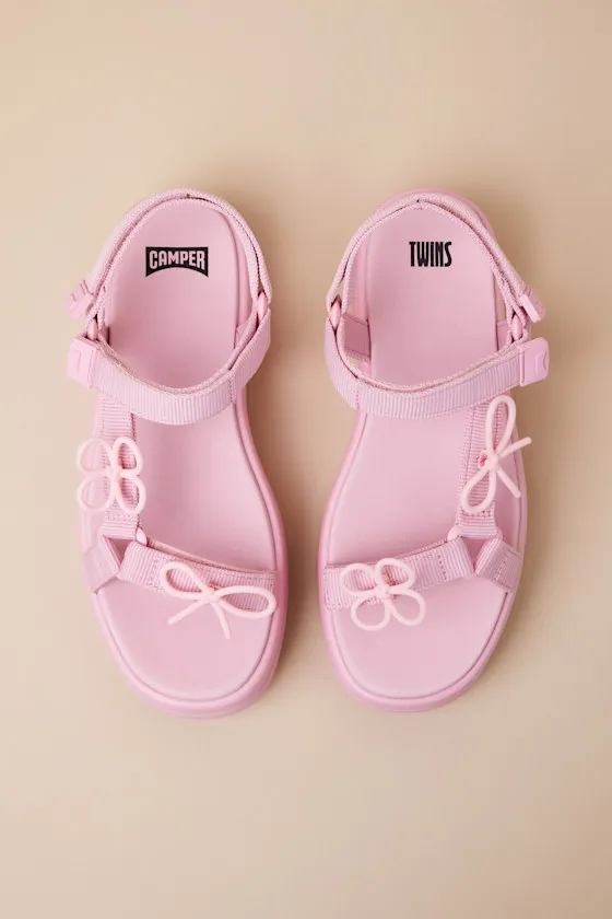 Twins Pink Floral Bow Strappy Flatform Sandals sold by Lulus product image thumbnail 4