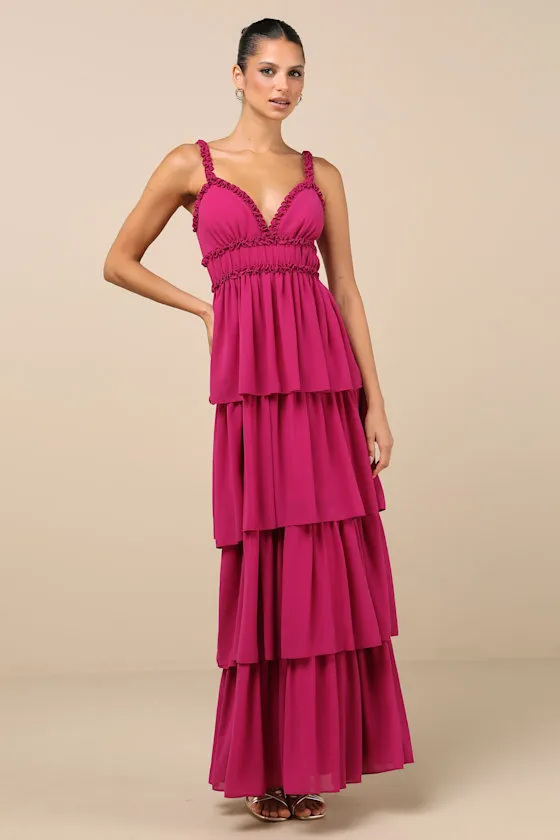 Olimpia Berry Pink Ruffled Tiered Maxi Dress sold by Lulus product image thumbnail 2