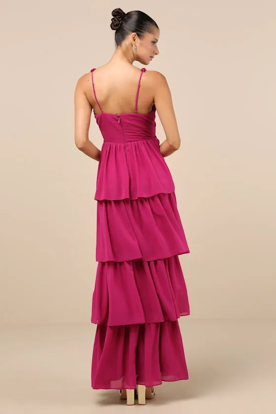 Olimpia Berry Pink Ruffled Tiered Maxi Dress sold by Lulus product image thumbnail 3