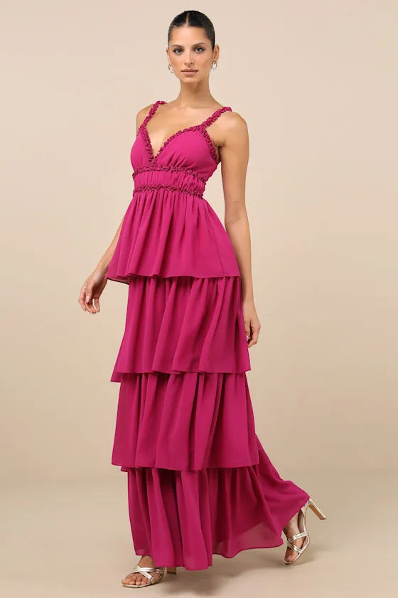 Olimpia Berry Pink Ruffled Tiered Maxi Dress sold by Lulus product image thumbnail 4