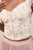 Sweeter Vibes Cream Floral Mesh Short Sleeve Bustier Crop Top sold by Lulus