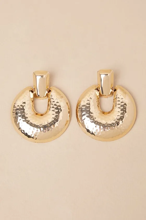 Pamela Gold Textured Statement Earrings sold by Lulus product image thumbnail 3