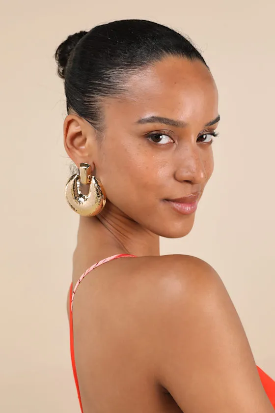 Pamela Gold Textured Statement Earrings sold by Lulus product image thumbnail 4