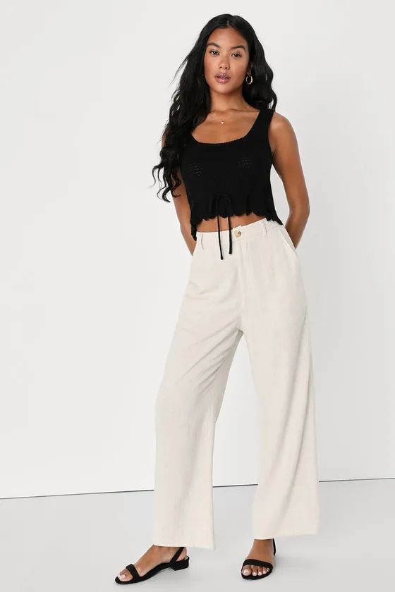 Total Frill Black Knit Drawstring Sweater Tank sold by Lulus product image thumbnail 2