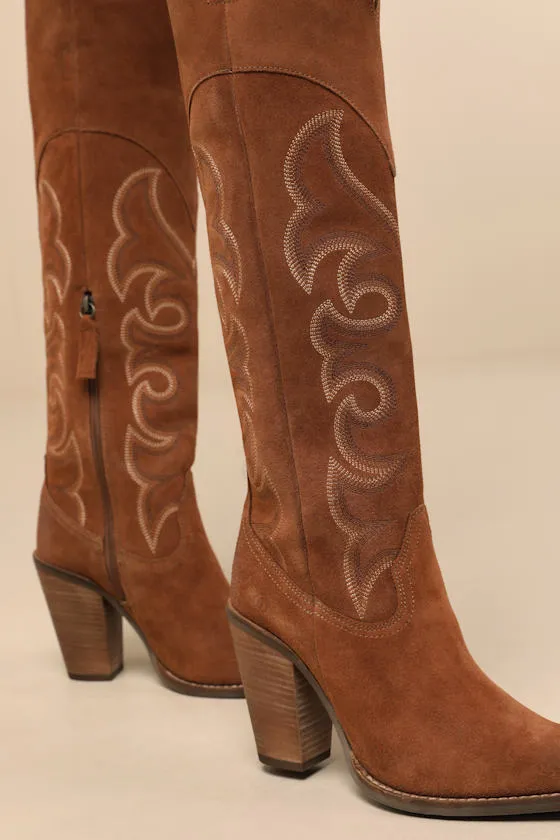 Primadonna Brown Suede Leather Over-The-Knee Western Boots sold by Lulus product image thumbnail 2