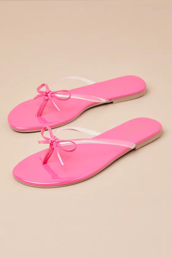 Wish List II Fuchsia Patent Bow Thong Sandals sold by Lulus product image thumbnail 2