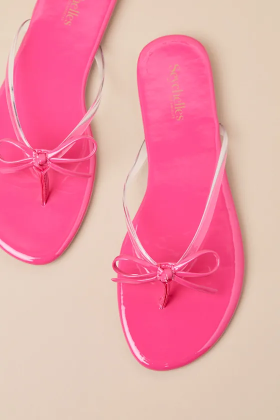 Wish List II Fuchsia Patent Bow Thong Sandals sold by Lulus product image thumbnail 4