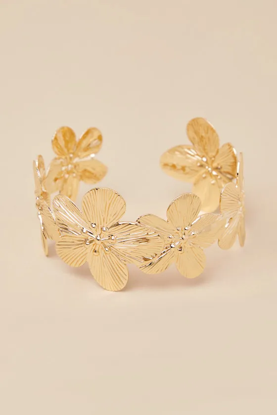 Sylas Gold Flower Cuff Bracelet sold by Lulus product image thumbnail 2