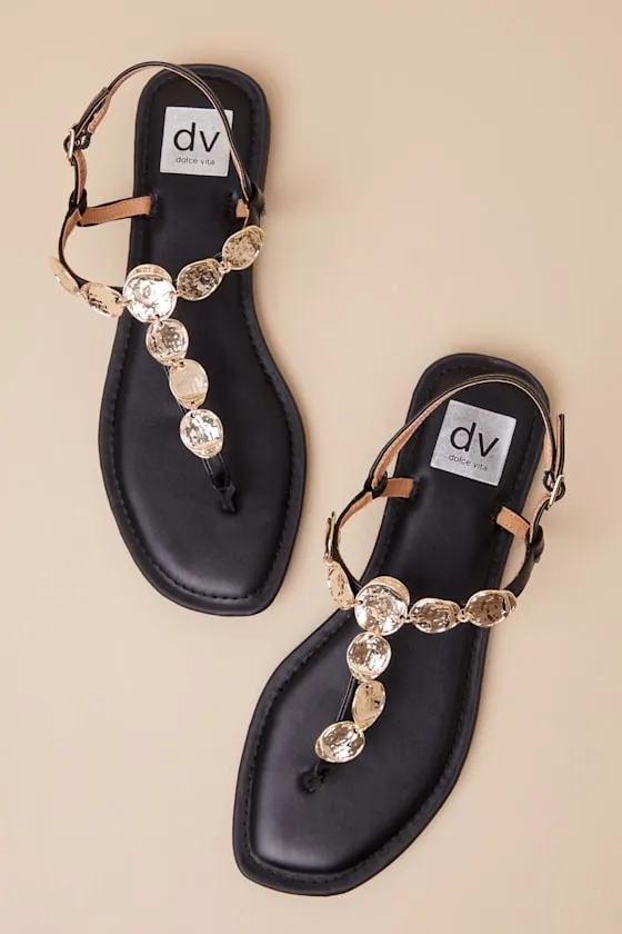 Jaime Black Embellished T-Strap Sandals sold by Lulus product image thumbnail 2