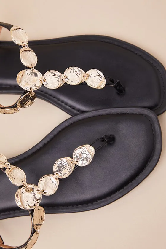 Jaime Black Embellished T-Strap Sandals sold by Lulus product image thumbnail 3