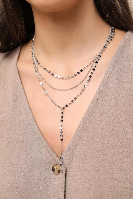 Elita Silver Lariat Layered Necklace sold by Lulus product image thumbnail 2