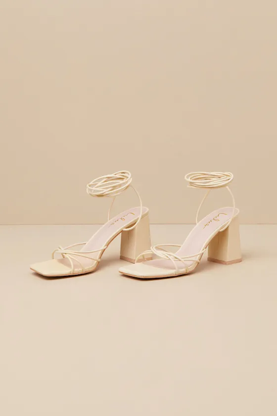 Orlie Butter Yellow Strappy Lace-Up High Heel Sandals sold by Lulus product image thumbnail 2