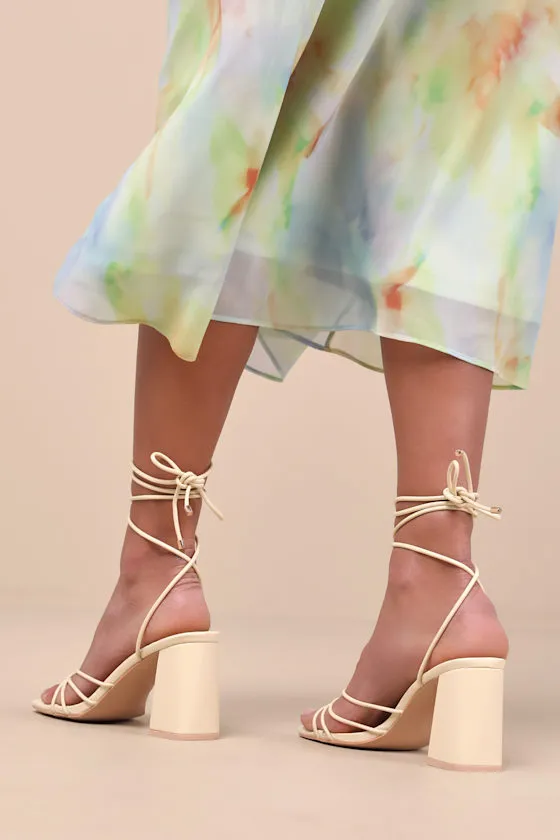 Orlie Butter Yellow Strappy Lace-Up High Heel Sandals sold by Lulus product image thumbnail 3