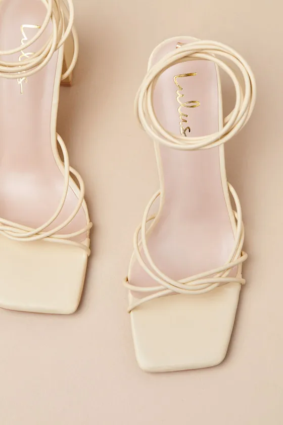 Orlie Butter Yellow Strappy Lace-Up High Heel Sandals sold by Lulus product image thumbnail 4