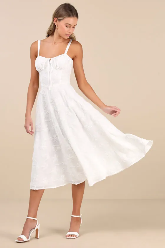Darling Confidence Ivory Rosette Bustier Lace-Up Midi Dress sold by Lulus product image thumbnail 2