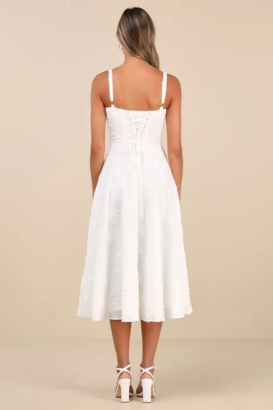 Darling Confidence Ivory Rosette Bustier Lace-Up Midi Dress sold by Lulus product image thumbnail 3