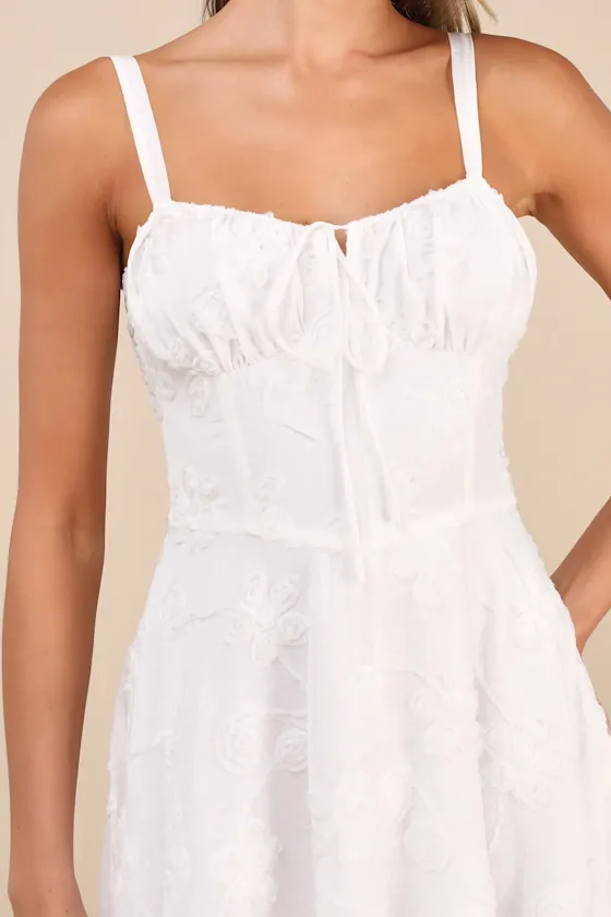 Darling Confidence Ivory Rosette Bustier Lace-Up Midi Dress sold by Lulus product image thumbnail 4