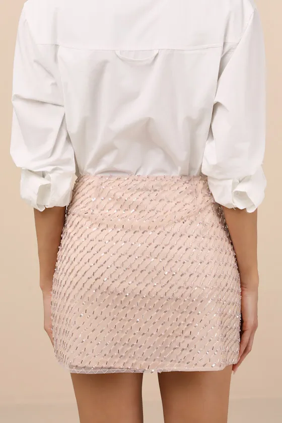 Idalia Blush Sequin High-Rise Mini Skirt sold by Lulus product image thumbnail 2