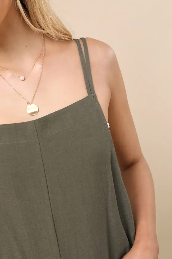 Claudie Sage Linen Sleeveless Cropped Jumpsuit sold by Lulus product image thumbnail 4