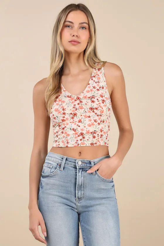 Feel Like Dancing Cream Multi Floral Print Crop Top sold by Lulus product image thumbnail 2