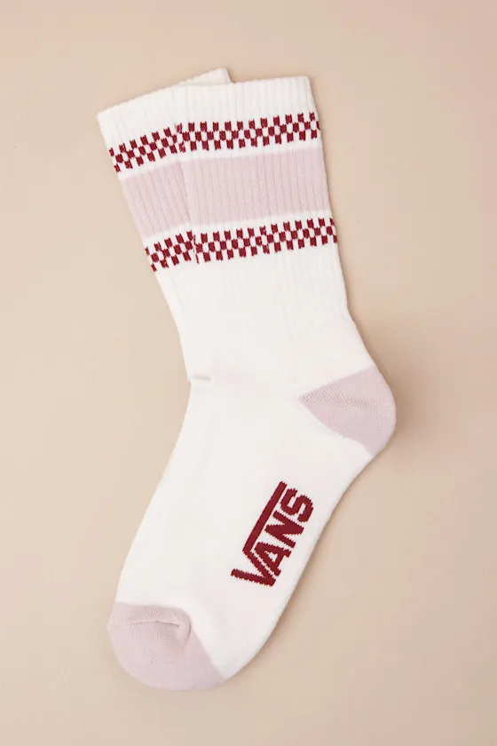 Checker White and Rose Pink Flag Crew Socks sold by Lulus product image thumbnail 2