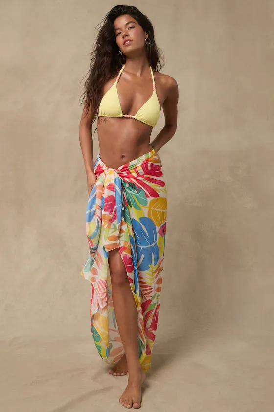 Nauru Beige Multi Tropical Print Scarf sold by Lulus