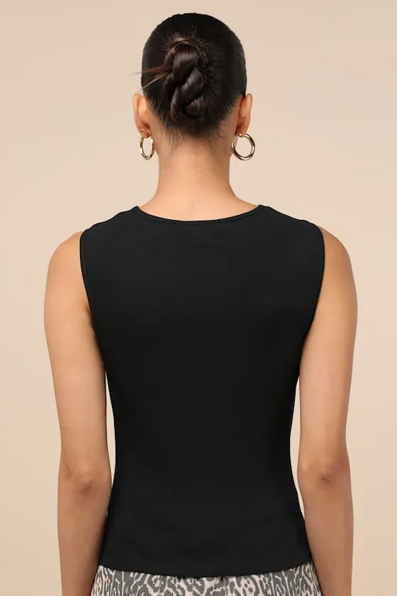 Corrine Black Mesh Cowl Tank Top sold by Lulus product image thumbnail 2