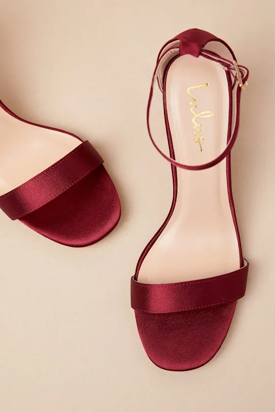 Arylee Sangria Satin Ankle Strap Heels sold by Lulus product image thumbnail 4