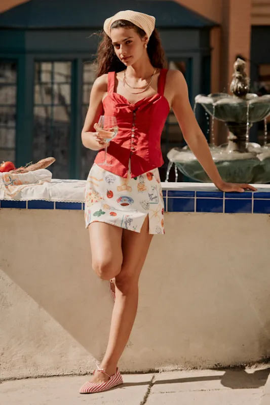 Adelma White Multi Print Mini Skirt sold by Lulus