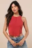 Compelling Cutie Washed Red Ribbed Knit Tank Top sold by Lulus