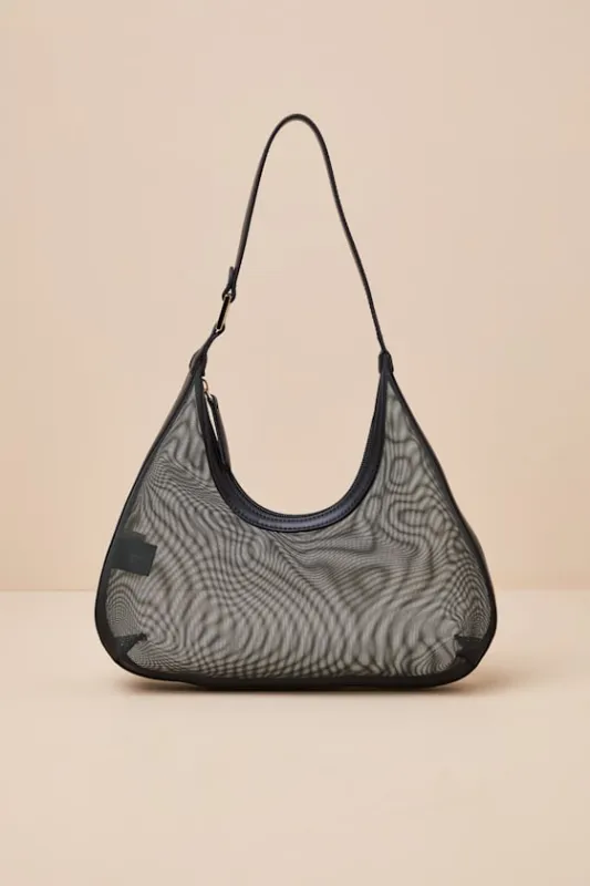 Corentin Black Sheer Mesh Shoulder Bag sold by Lulus
