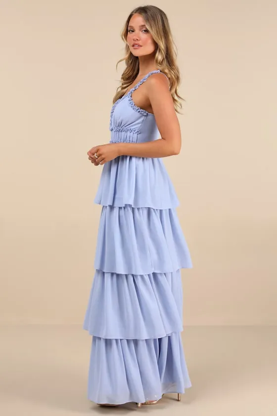Olimpia Light Blue Ruffled Tiered Maxi Dress sold by Lulus product image thumbnail 3