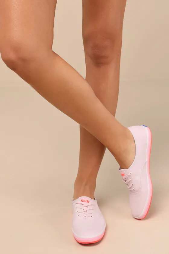 Champion Pink Canvas Foxing Stripe Lace-Up Sneakers sold by Lulus