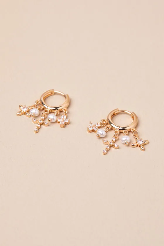 Missa Gold Charm Huggie Hoop Earrings sold by Lulus product image thumbnail 2