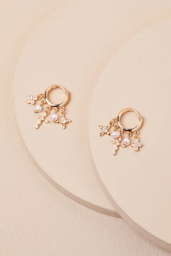 Missa Gold Charm Huggie Hoop Earrings sold by Lulus product image thumbnail 3