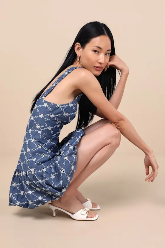 Enora Blue Chambray Embroidered Mini Dress sold by Lulus product image thumbnail 2