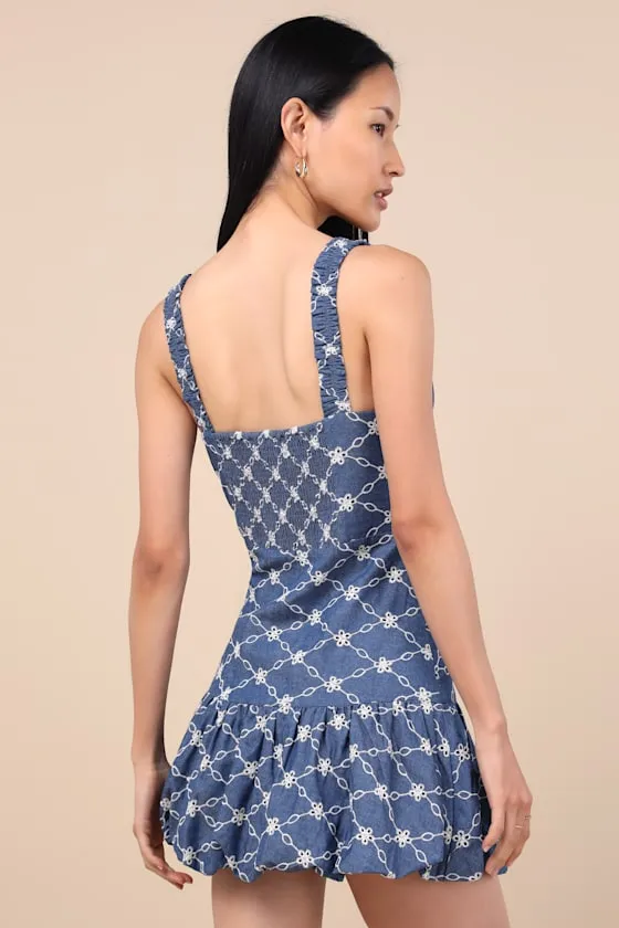 Enora Blue Chambray Embroidered Mini Dress sold by Lulus product image thumbnail 3