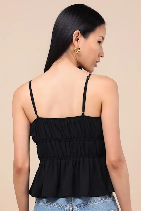 Nicolet Black Tie-Front Peplum Cami Top sold by Lulus product image thumbnail 2