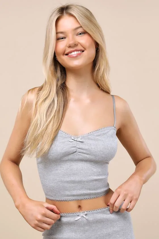 Devony Grey Pointelle Knit Two-Piece Pajama Set sold by Lulus product image thumbnail 2