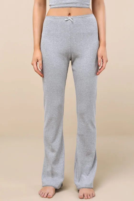 Devony Grey Pointelle Knit Two-Piece Pajama Set sold by Lulus product image thumbnail 3
