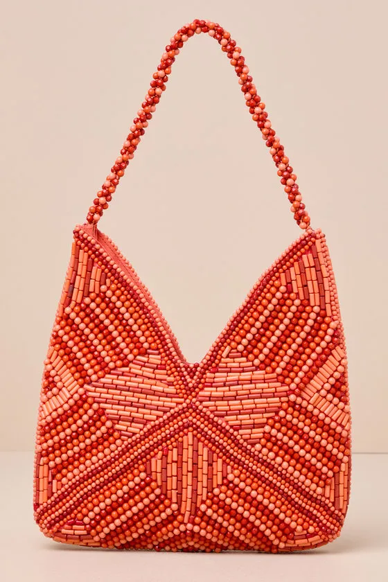 Sunny Element Orange Beaded Shoulder Bag sold by Lulus product image thumbnail 4