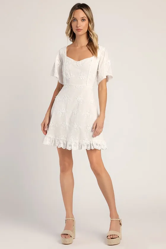 Morning in Mallorca White Eyelet Mini Dress sold by Lulus product image thumbnail 2