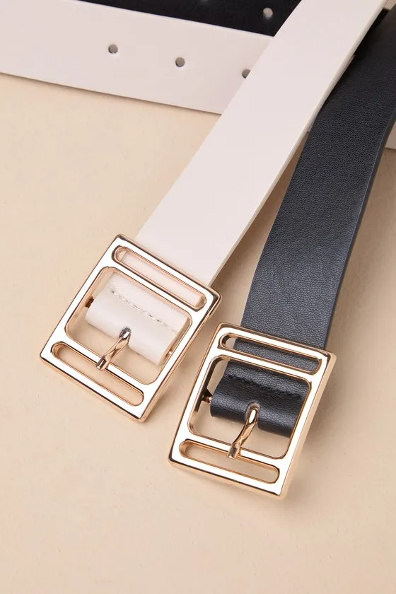 Modish Muse Black and Ivory Cutout Buckle Belt Set sold by Lulus product image thumbnail 2
