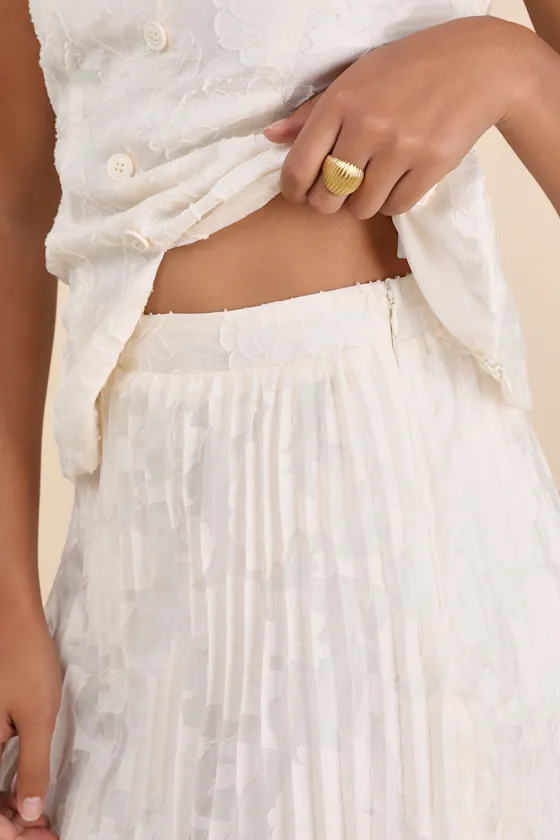 Alyona Cream Burnout Two-Piece Pleated Midi Dress sold by Lulus product image thumbnail 2